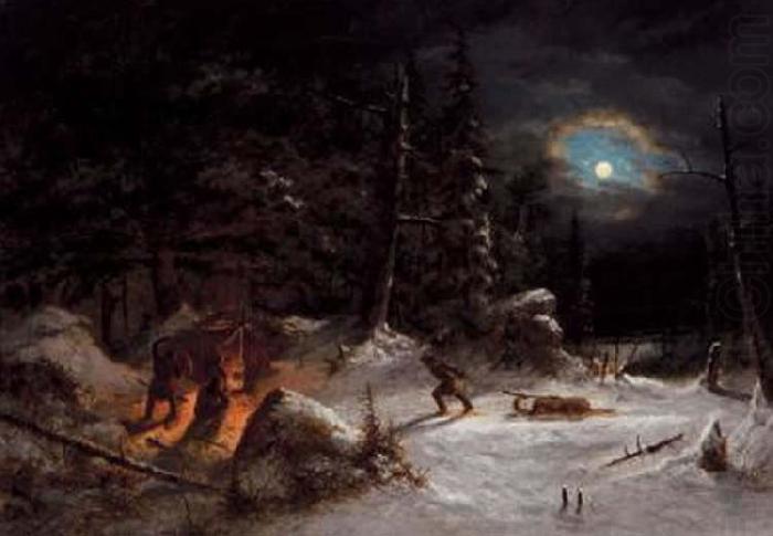 Indian Hunters Camp, Moonlight, Cornelius Krieghoff